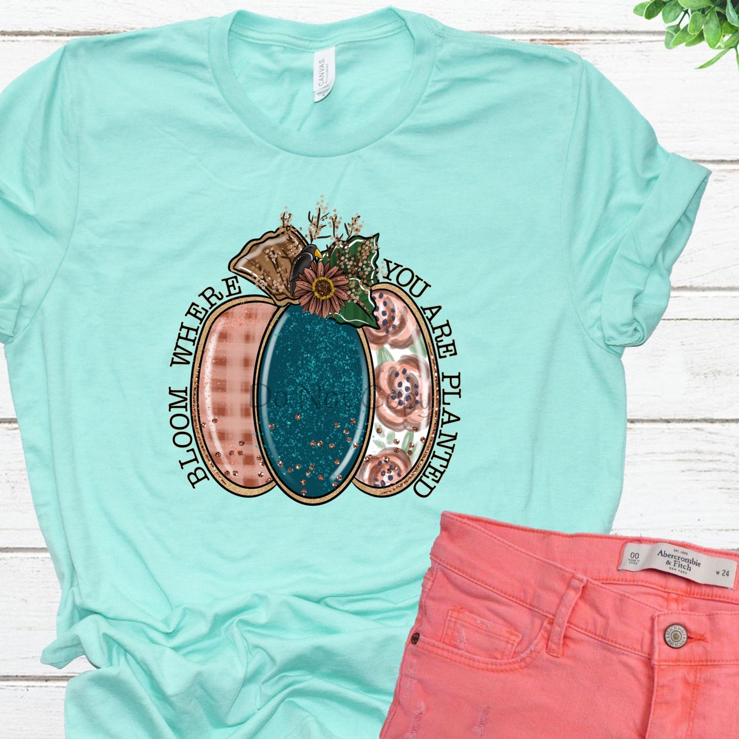 Bloom where you are planted rose gold pumpkin-DTF