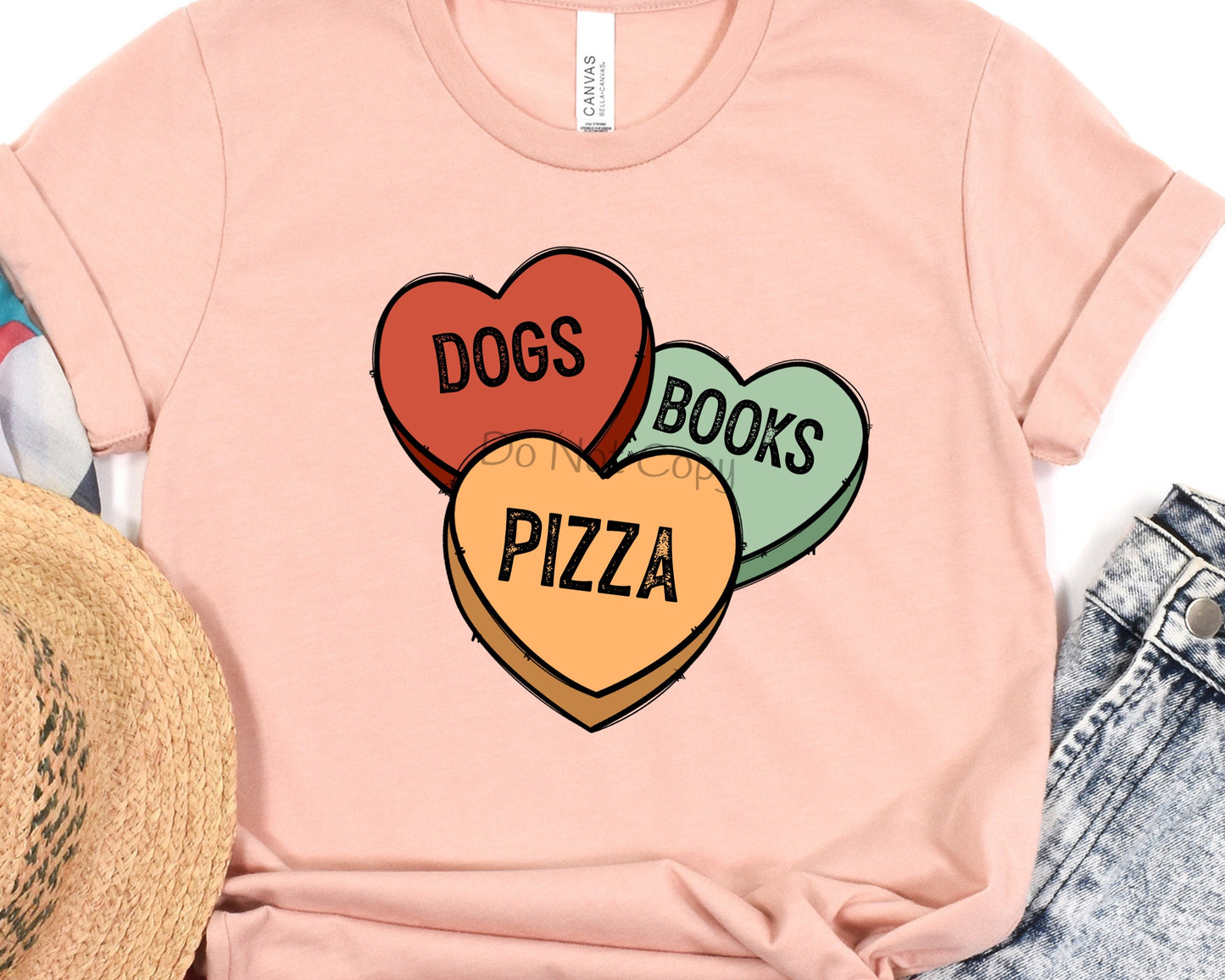 Dogs books pizza hearts-DTF