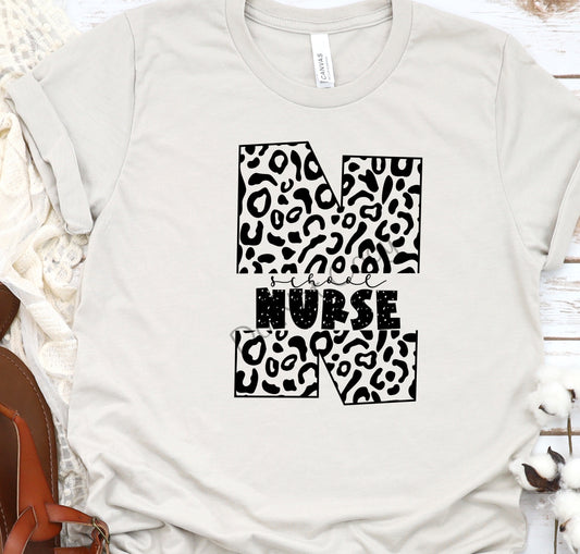 School single color leopard nurse- DTF