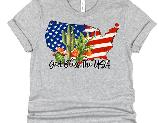 God bless the USA with cactus-DTF
