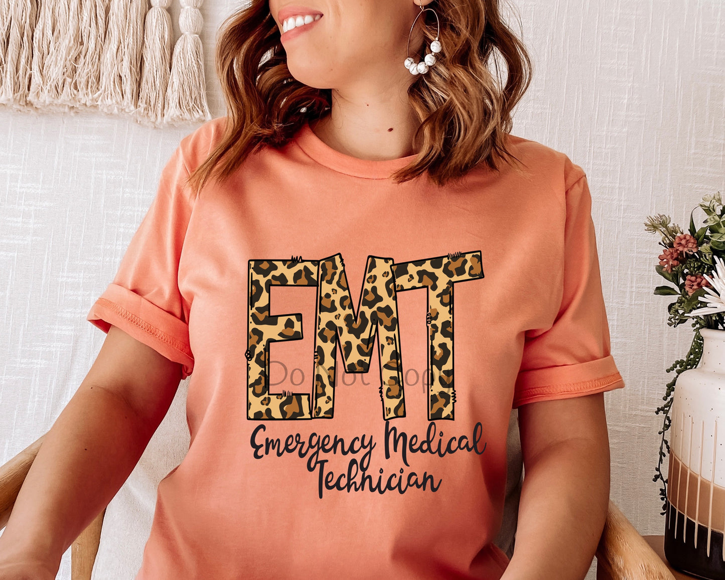 EMT emergency medical technician leopard -DTF