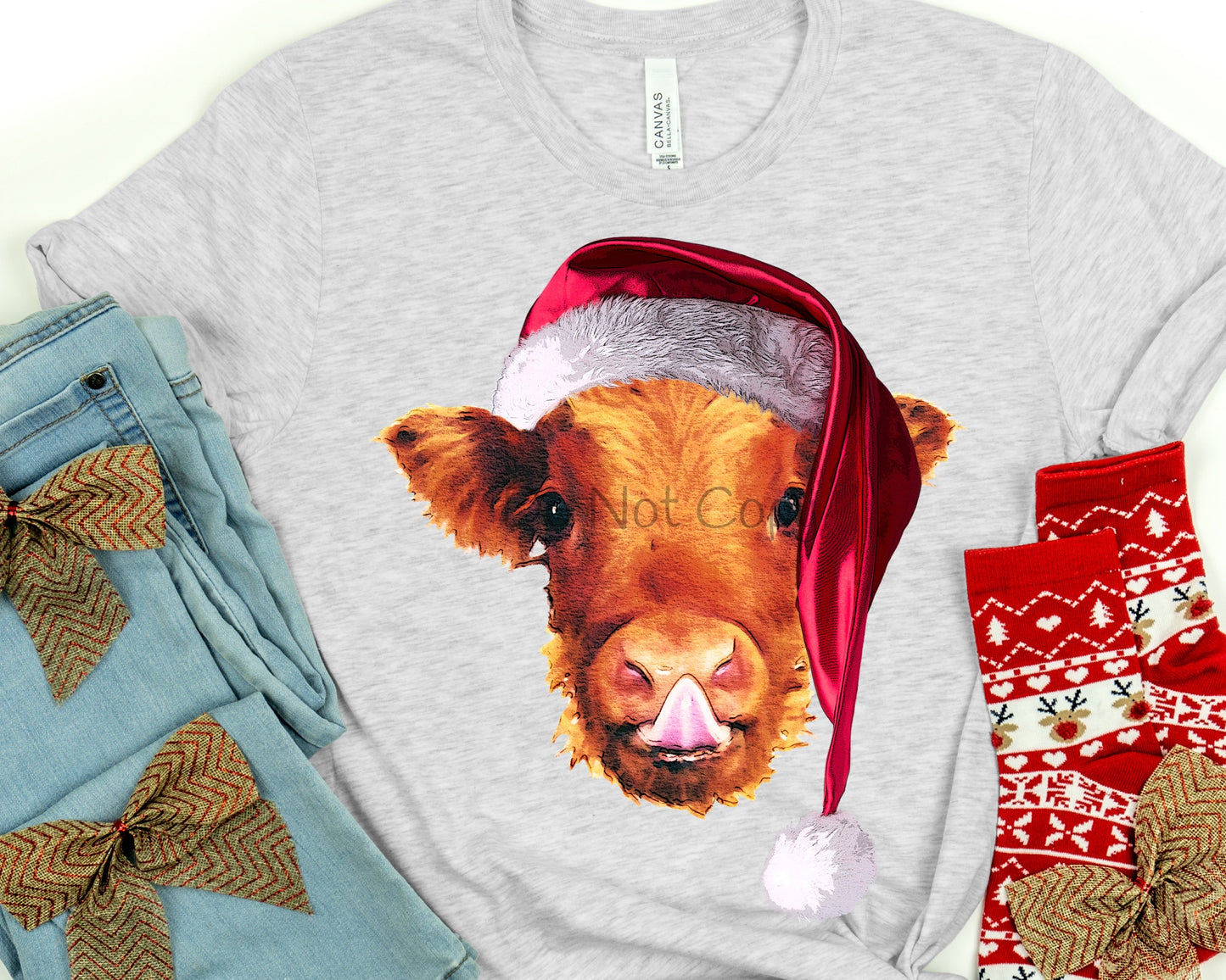 Christmas highland cow-DTF