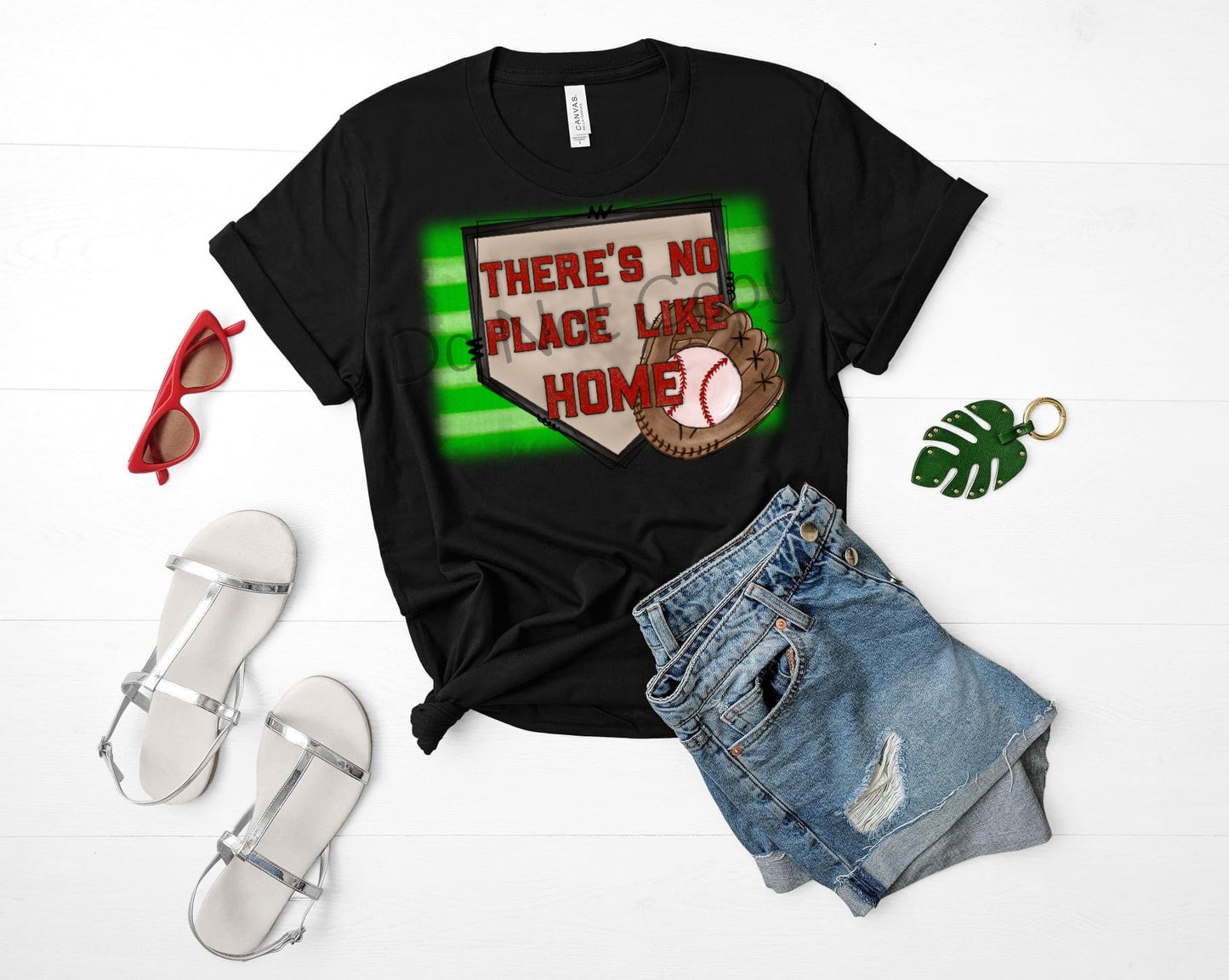 There’s no place like home baseball green background -DTF