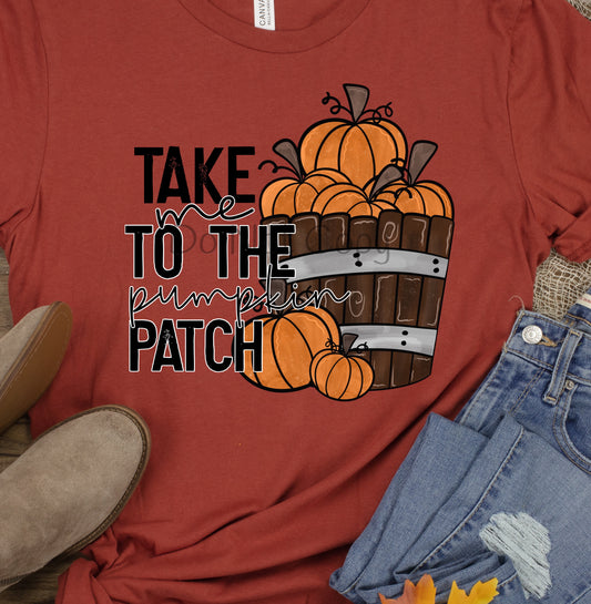 Take me to the pumpkin patch barrel of pumpkins-DTF