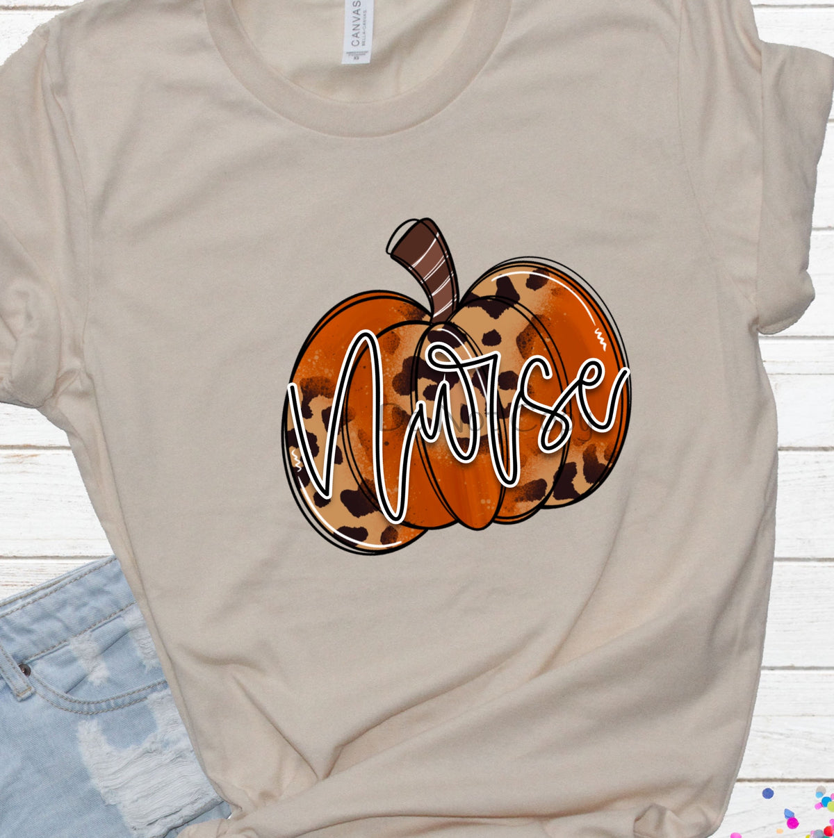 Nurse italics leopard pumpkin-DTF