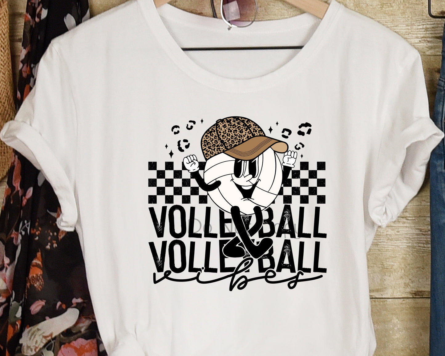 Volleyball volleyball vibes leopard cap-DTF