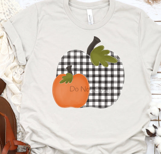 Black white plaid and orange pumpkins-DTF