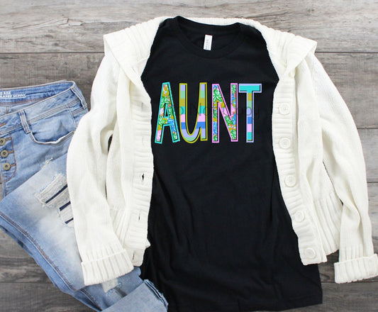 Aunt floral and stripe-DTF