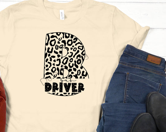 School single color leopard bus driver-DTF