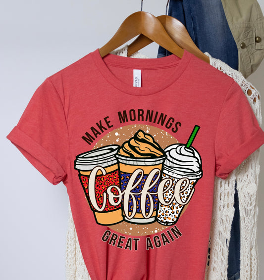 Make mornings great again red coffee leopard-DTF