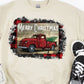 Merry Christmas red truck buffalo plaid frame-DTF