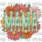 Mama turquoise brown with flowers- DTF