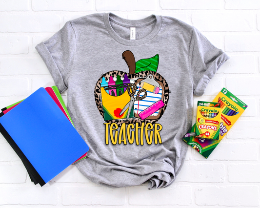 Teacher supplies crayons apple-DTF