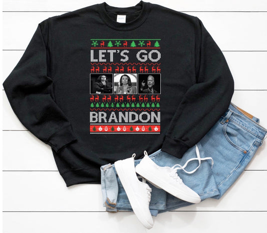 Let’s go Brandon ugly sweater -(11”)high heat Screen Print