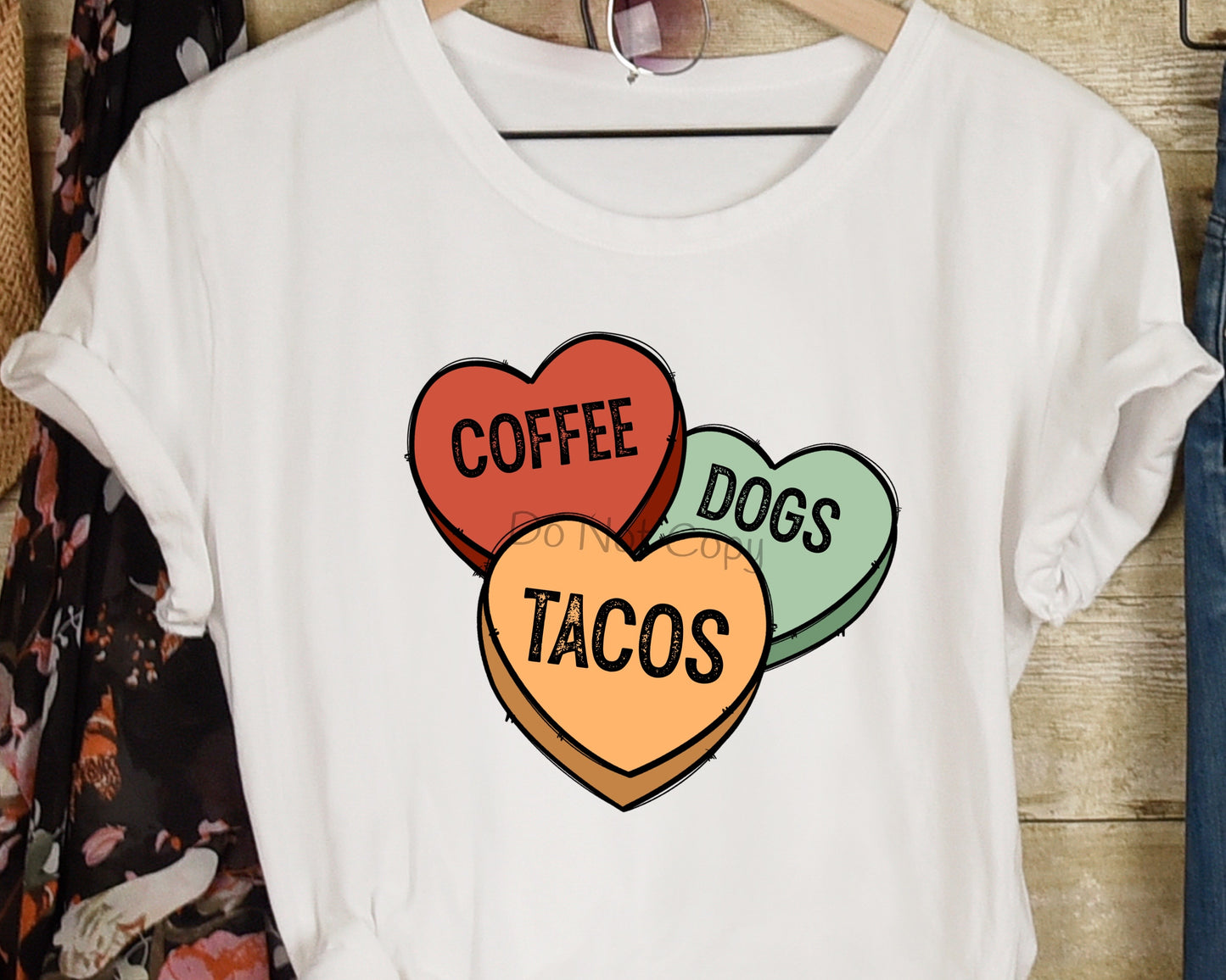 Coffee dogs tacos hearts-DTF