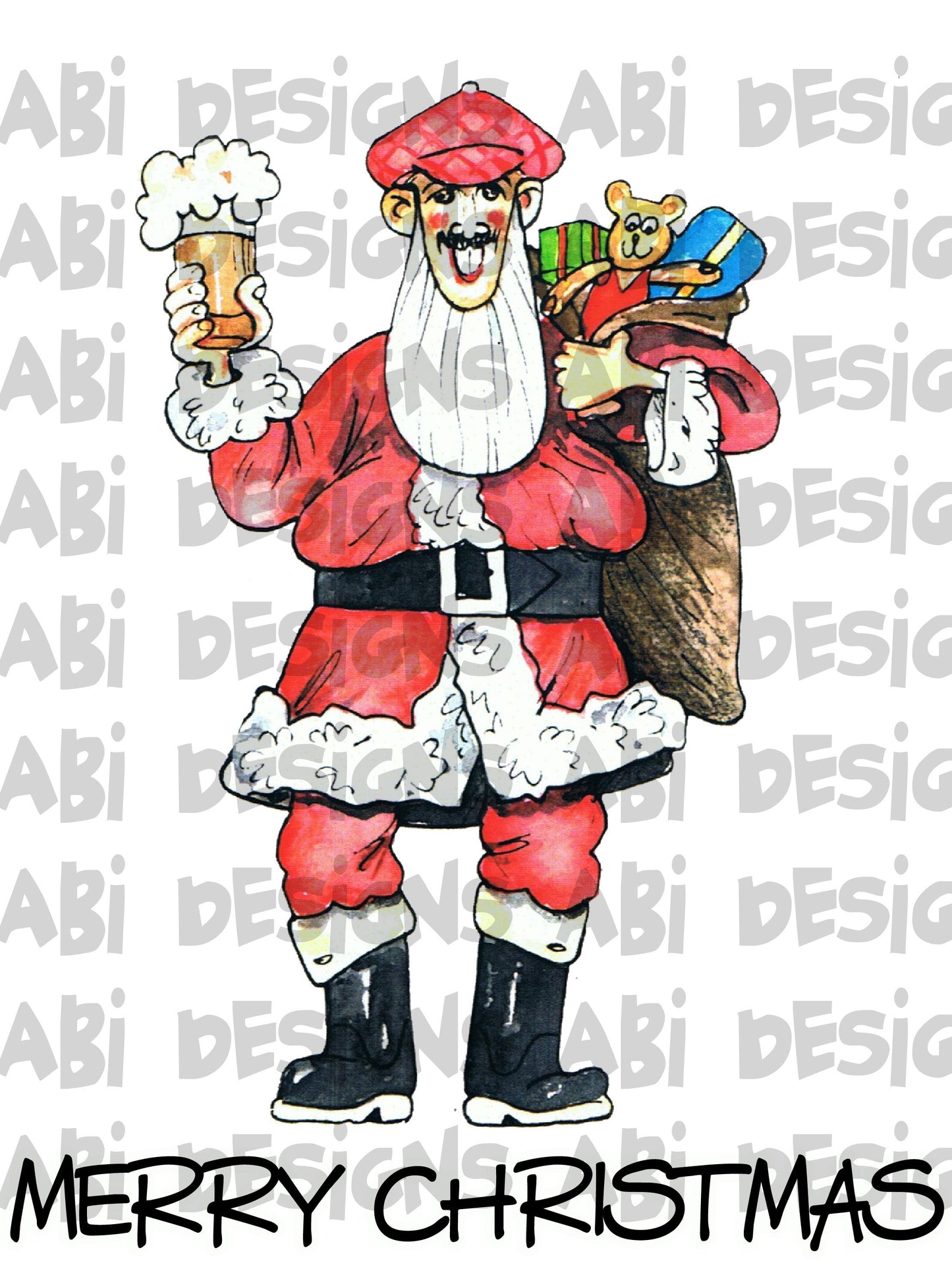 Santa man holding beer mug-Sublimation