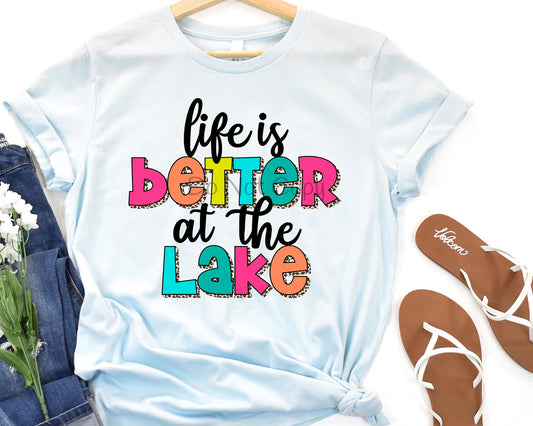 Life is better at the lake leopard back of letters-DTF