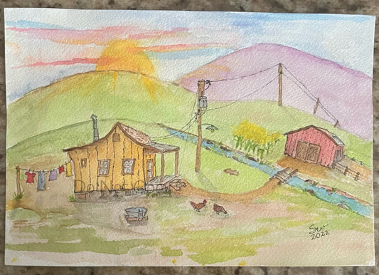 Cabin by creek-6x9