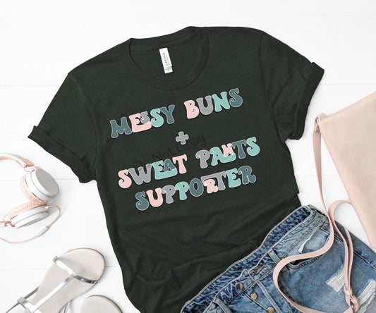 Messy buns + sweat pants supporter multi color -DTF