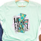 He is risen turquoise cross-DTF