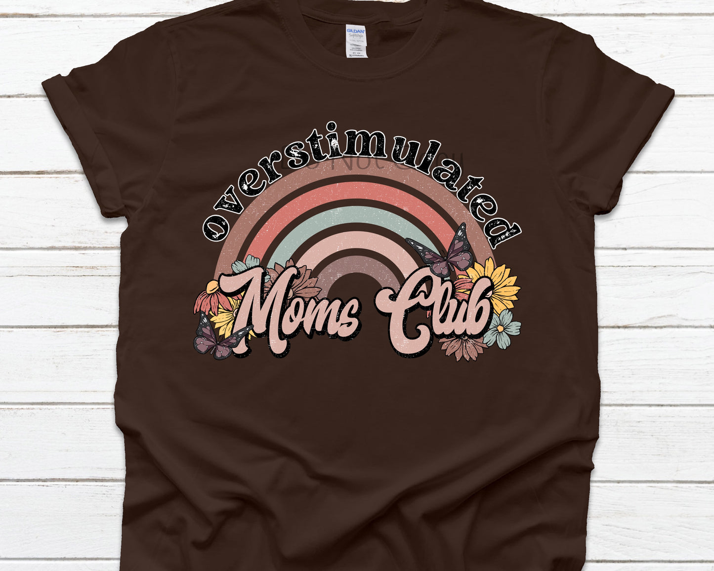 Overstimulated moms club rainbow flowers-DTF