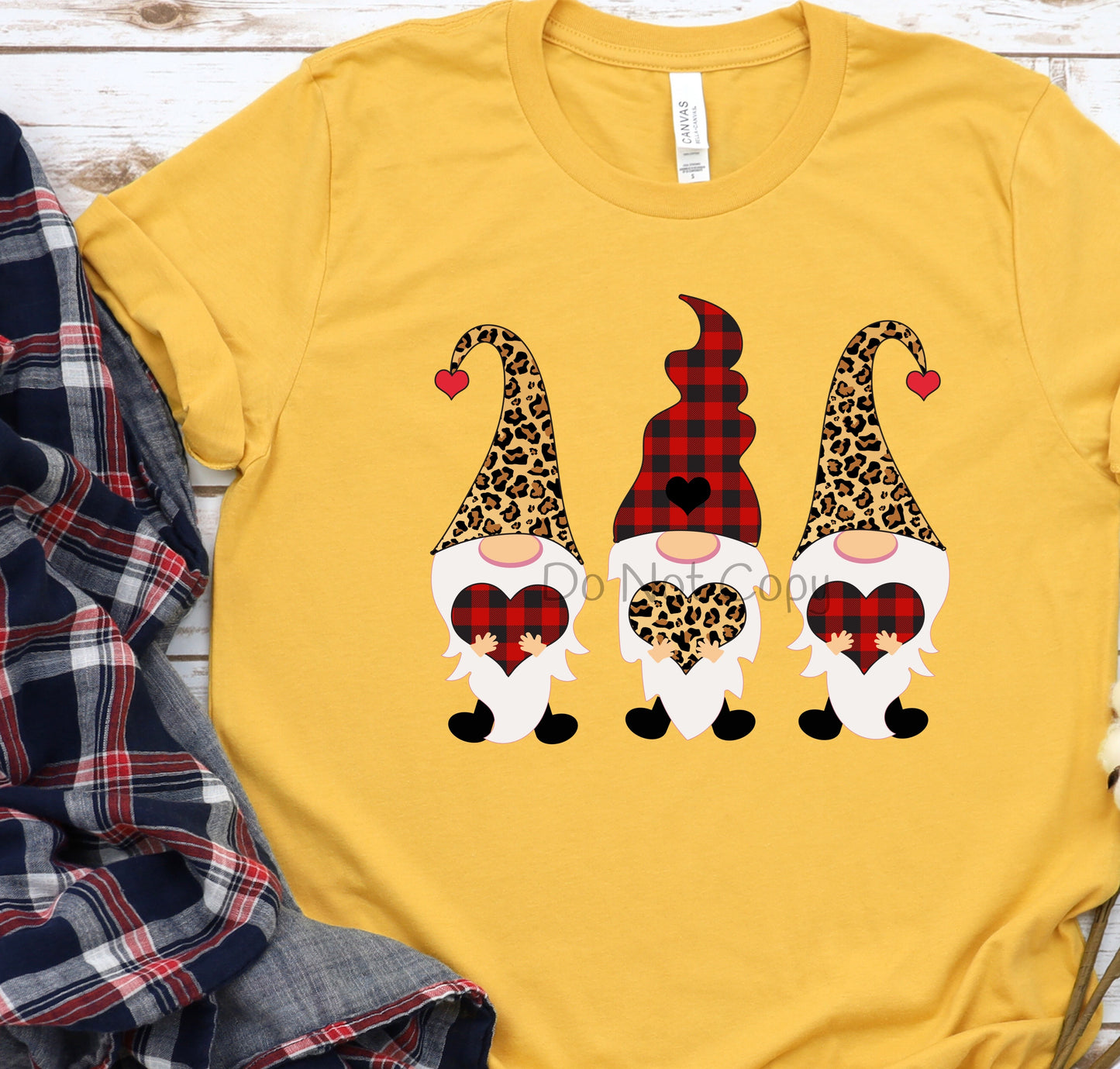 3 gnomes leopard red plaid-DTF