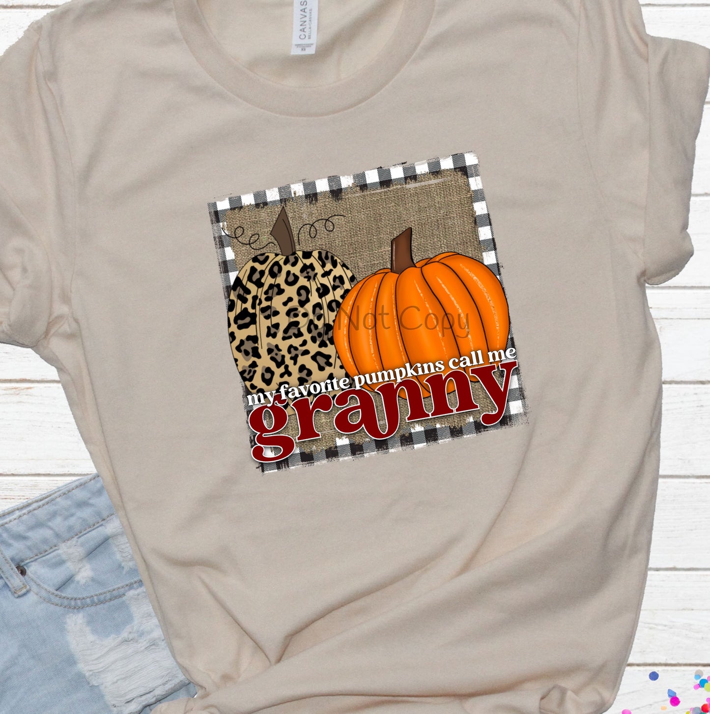 My favorite pumpkins call me Granny leopard pumpkin frame-DTF