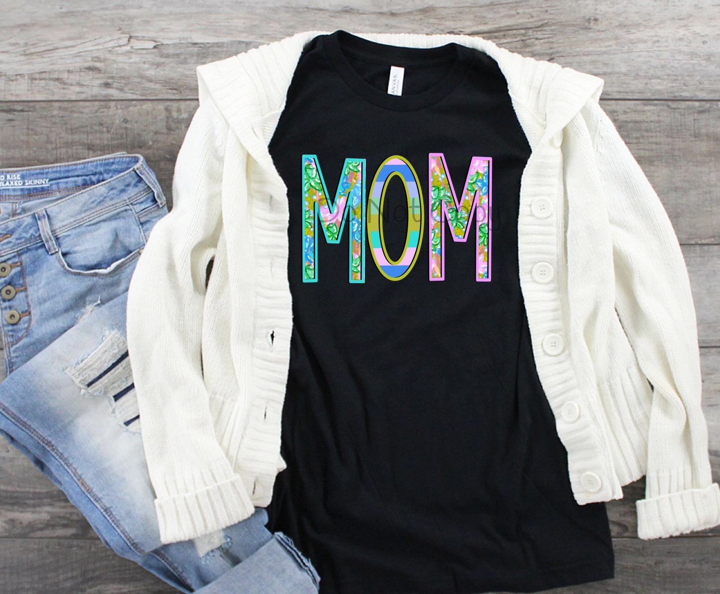 Mom floral and stripe-DTF