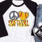 Peace love heart softball-DTF