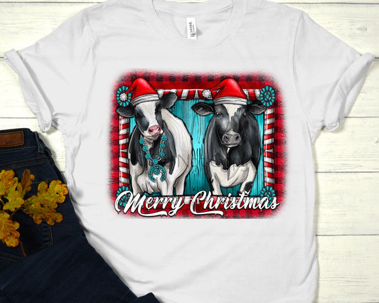 Merry Christmas cows turquoise-DTF