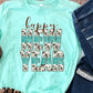 Happy new year cow print turquoise-DTF