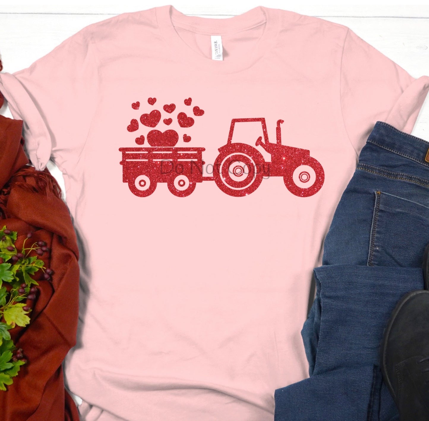 Red Glitter tractor-DTF