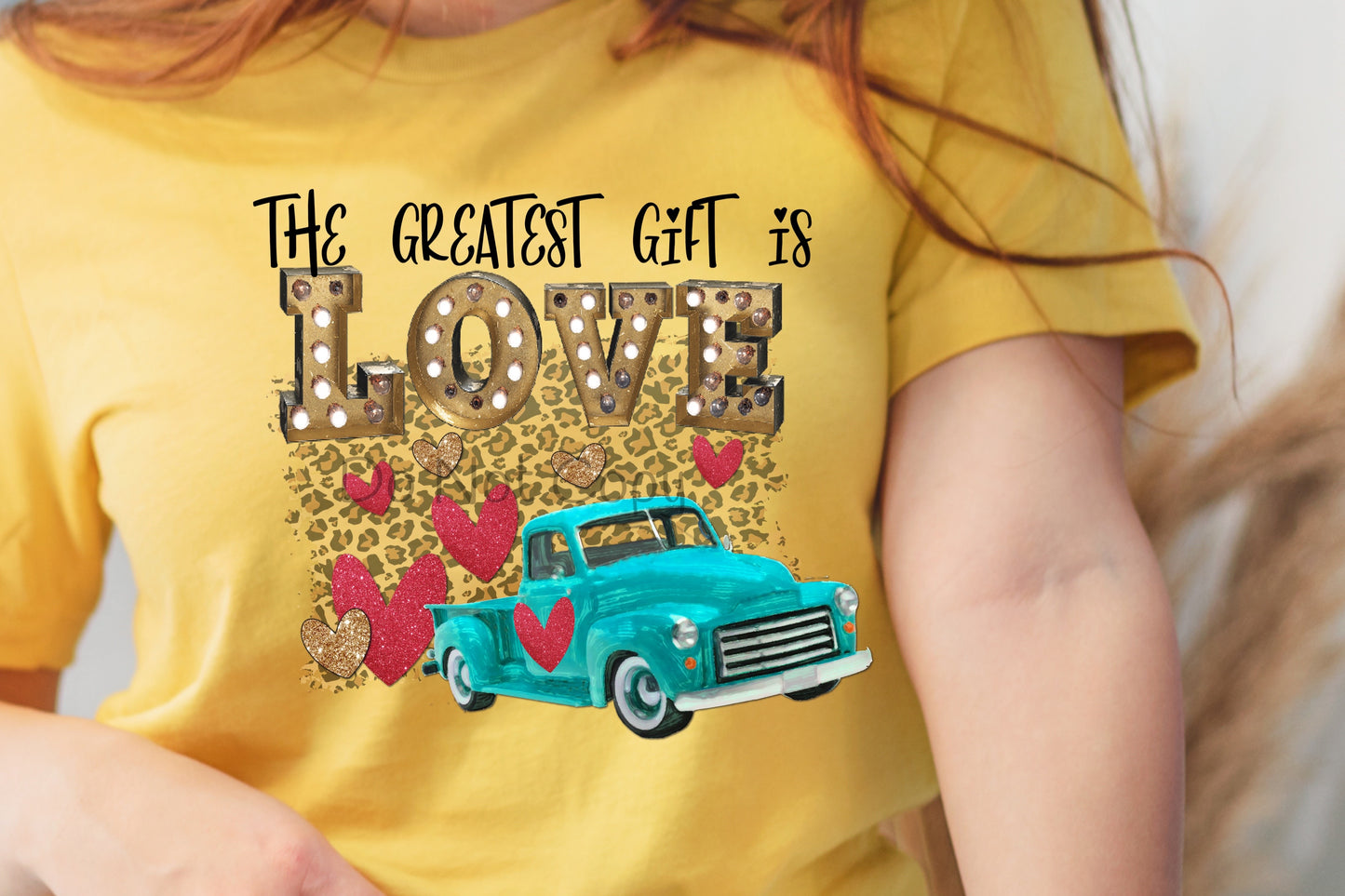 The greatest gift is love truck hearts-DTF