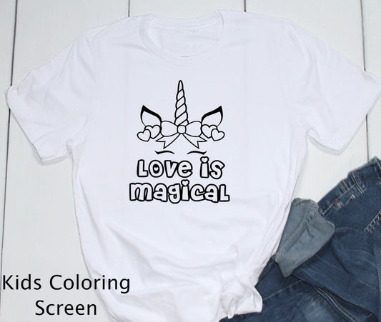 Love is magical unicorn-(kids coloring screen) -8”-Screen Print