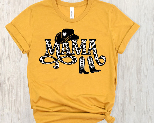 Mama cow print boots hat-DTF