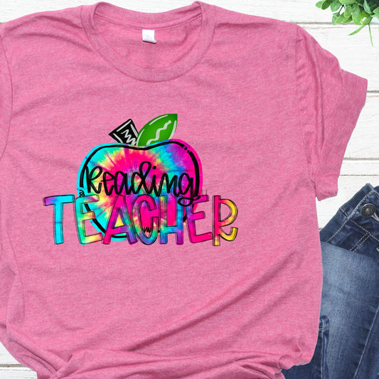 Reading teacher tie dye- DTF