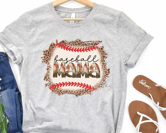 Baseball mama leopard background-DTF