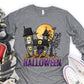 Hello Halloween house ghosts bats-DTF