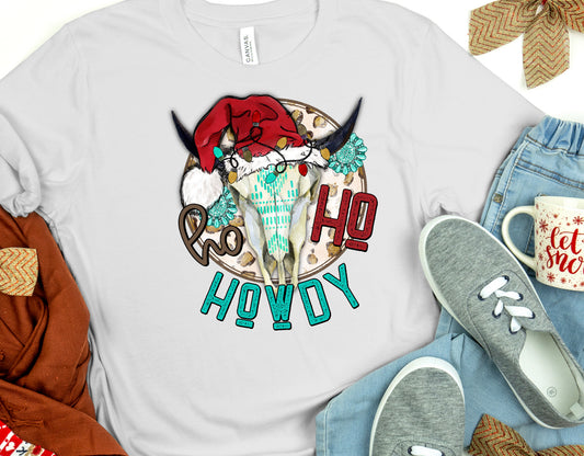 Ho Ho howdy cow skull -DTF