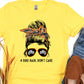 Messy bun biker hair don’t care orange-DTF