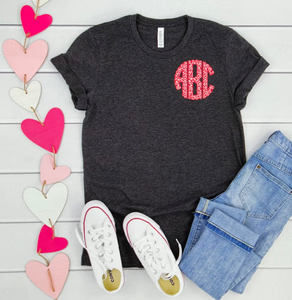 Red & Pink Leopard Monogram  -DTF