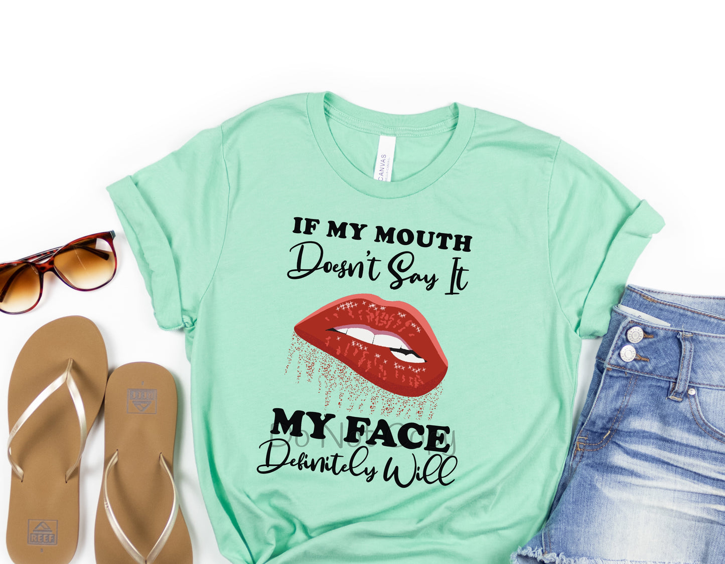 If my mouth doesn’t say it my face red lips-DTF