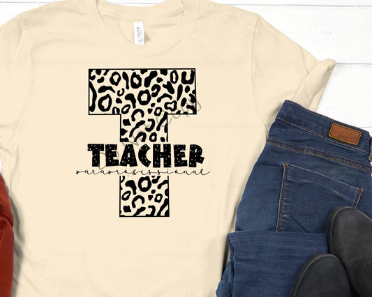 School single color leopard paraprofessional teacher-DTF