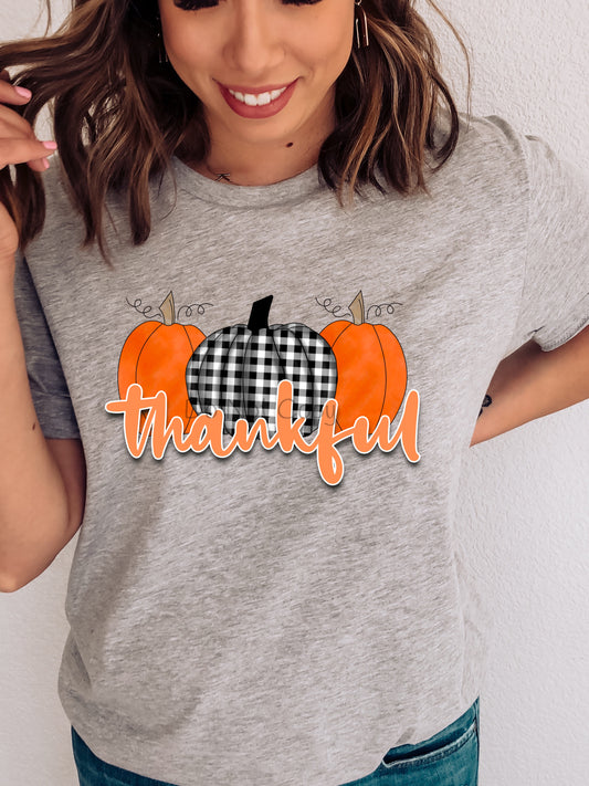 Thankful black plaid pumpkin-DTF