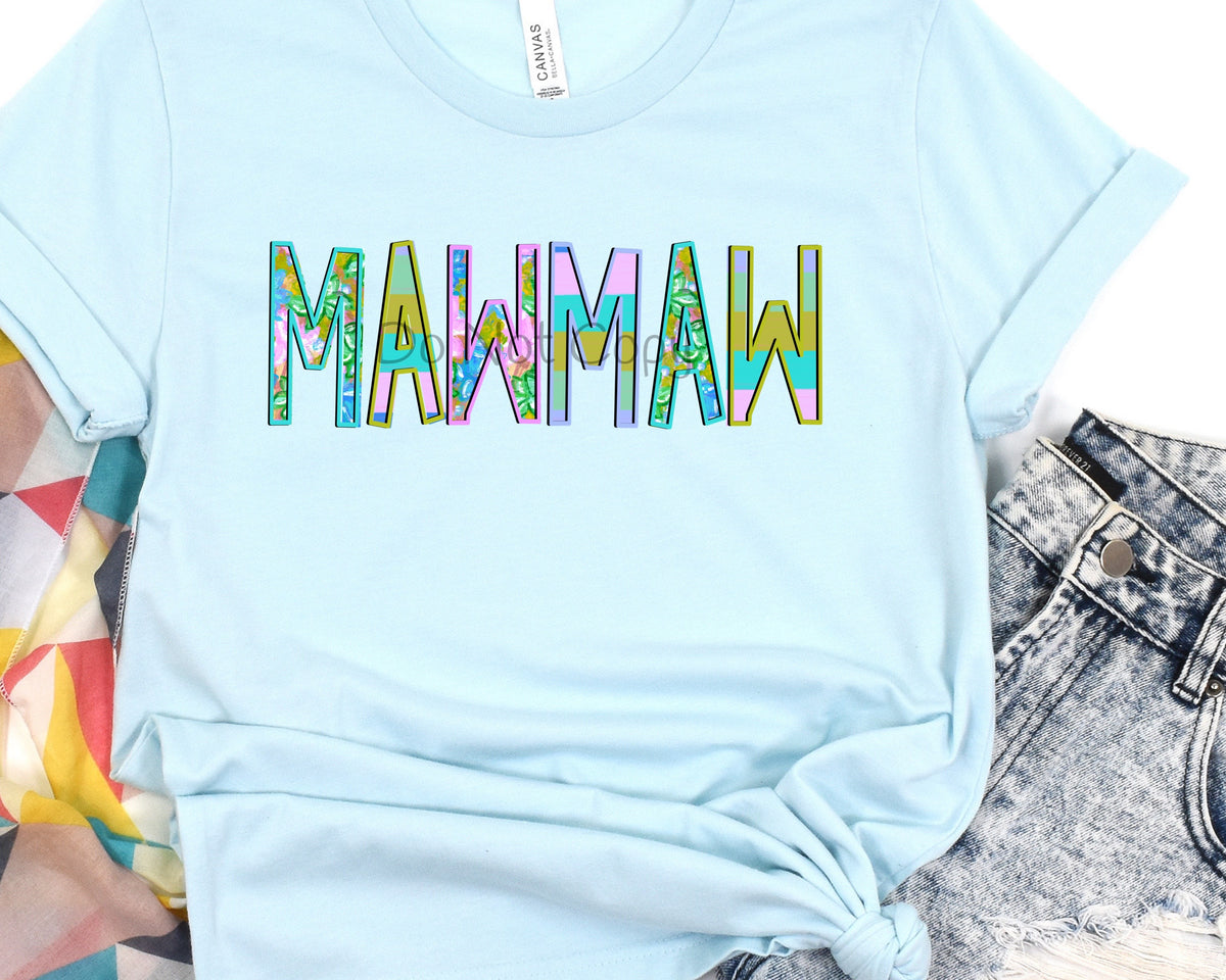 Mawmaw floral and stripe-DTF