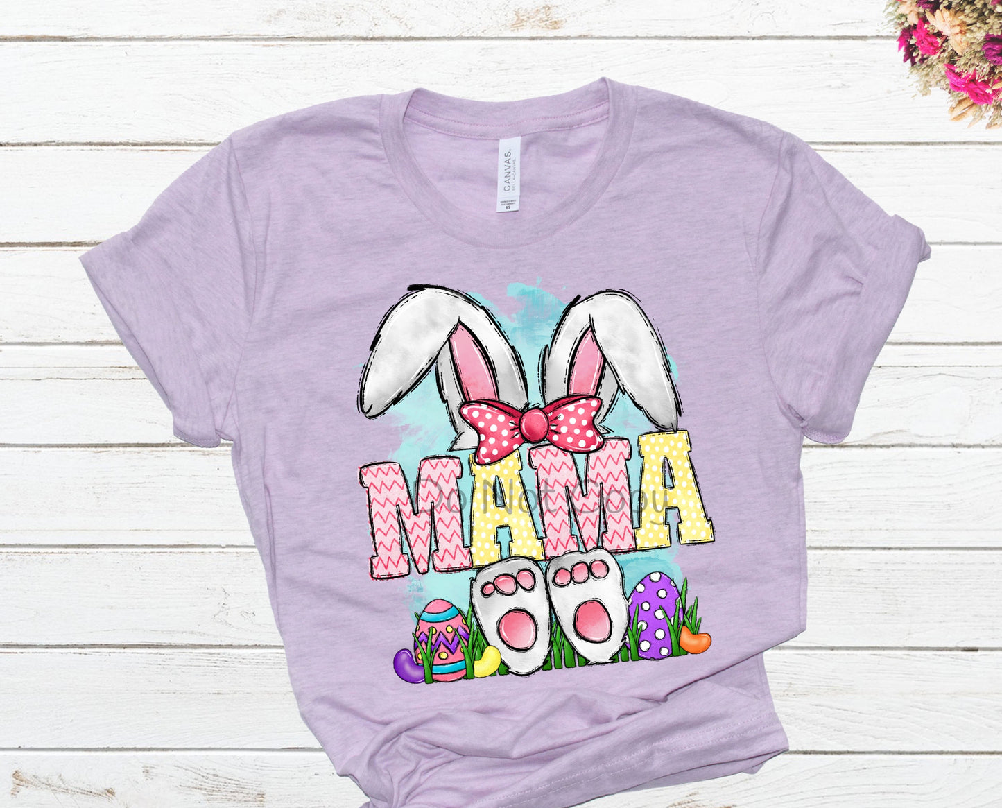 Mama pink yellow letters bunny-DTF