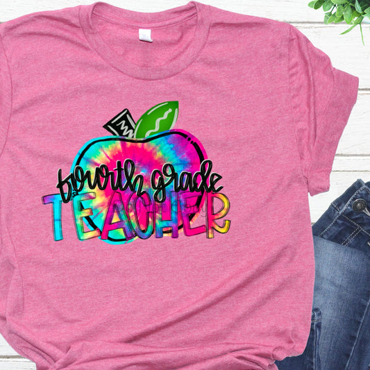 Fourth grade teacher tie dye-DTF
