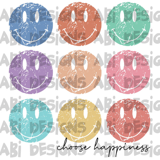 Choose happiness smiley face-DTF