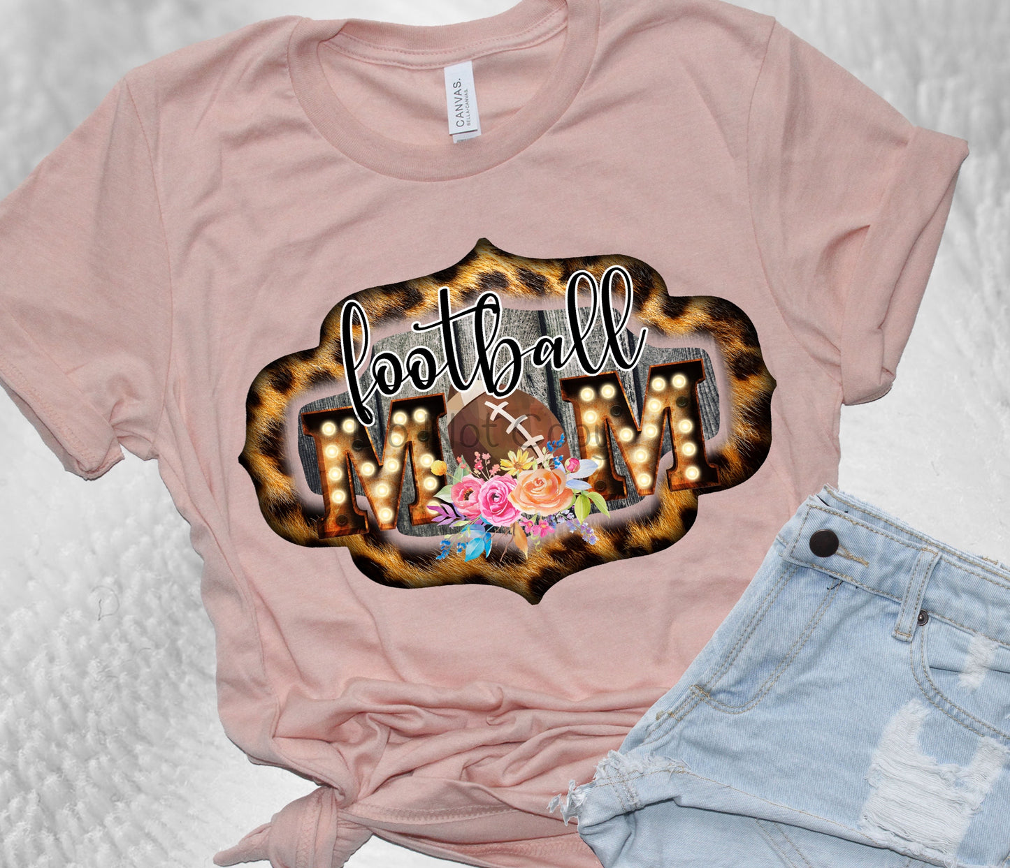 Football mom neon leopard floral-DTF