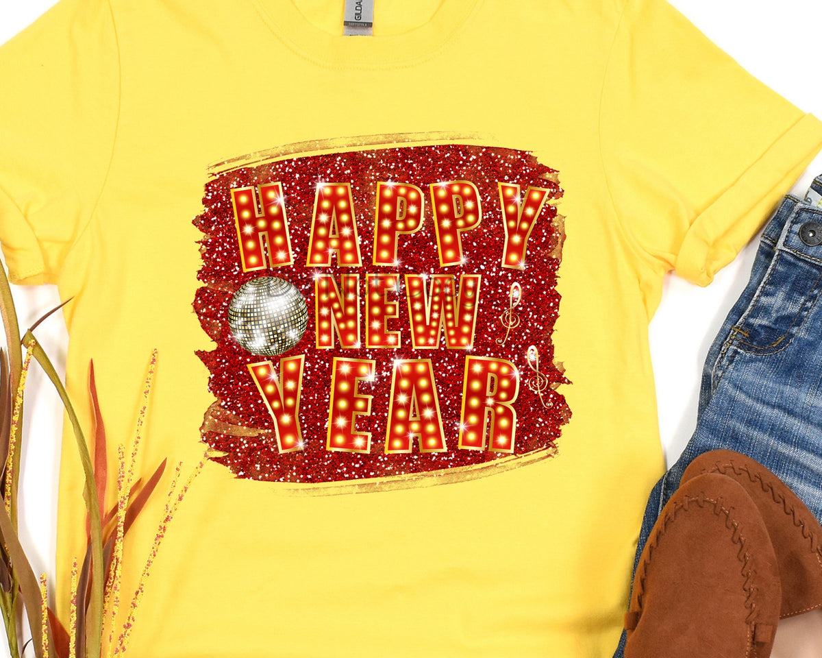 Happy new year disco ball-DTF